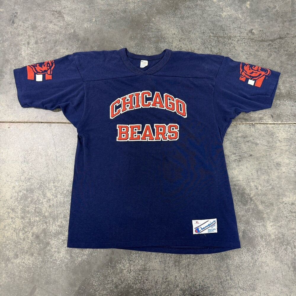 VTG Champion Chicago Bears Blue Jersey Shirt Size XL Made in USA